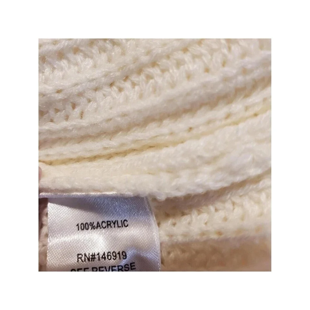 RACHEL Rachel Roy Cream Crew Neck Sweater Open-Knit Design